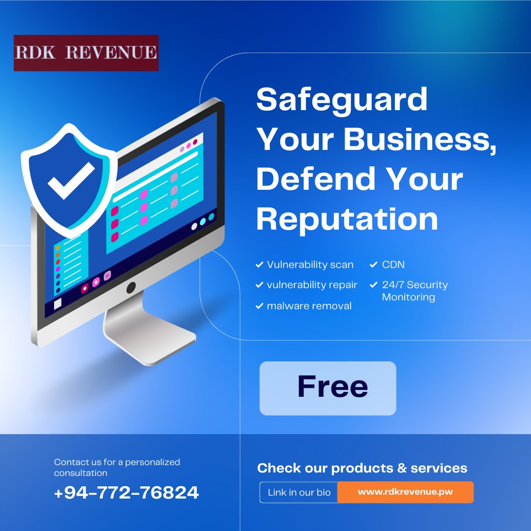 Free Website Security for Web Hosters

Free plan will accelerate your customer’s website performance, improve mobile loading speeds, and detects any security issues.

👉  bit.ly/WebSecurityWeb

#security #freelance #free #cdn #ssl #HOSTING  #Domains