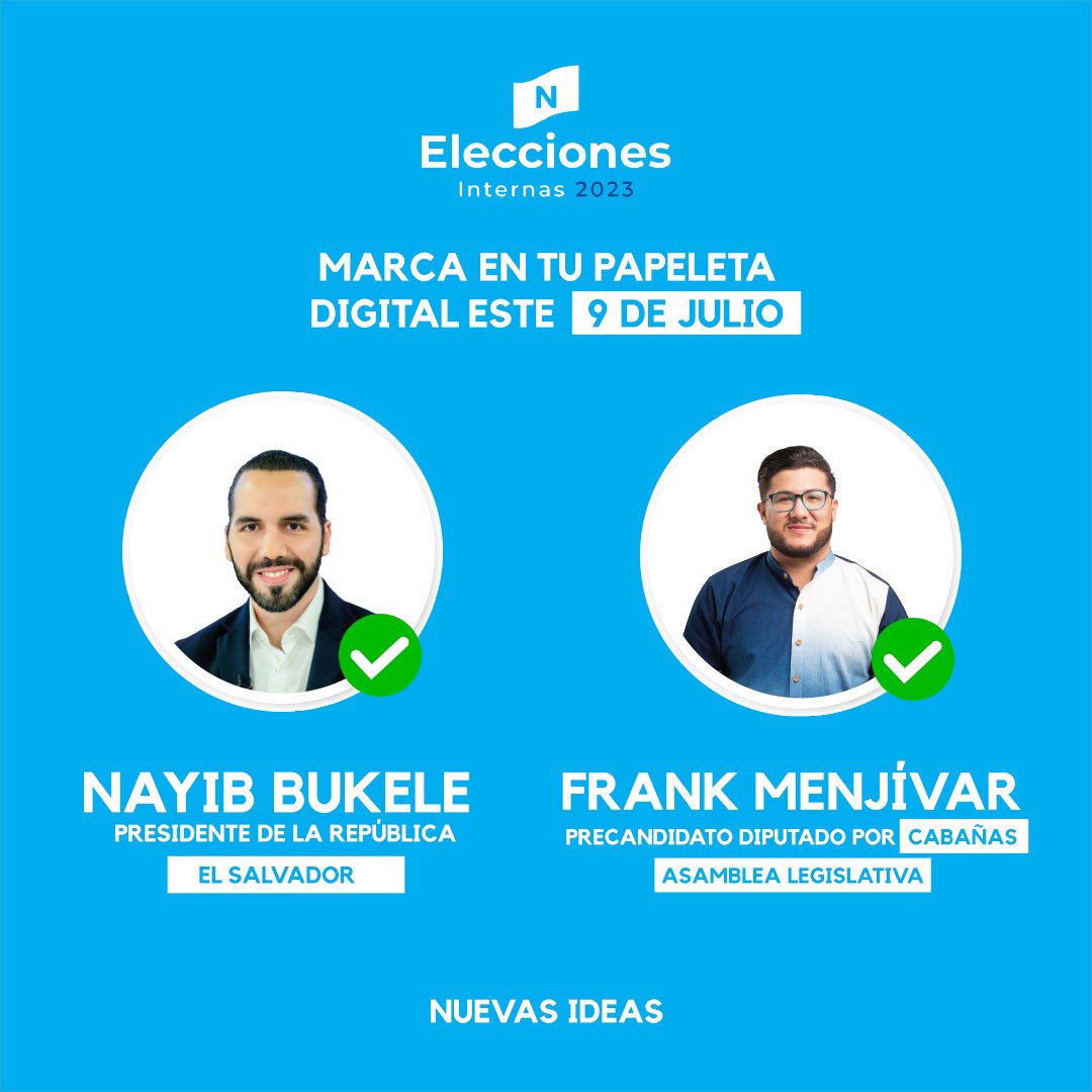 FrankMenjivarES's tweet photo. En #Cabañas así tienes que marcar en tu papeleta digital este 9 de Julio. 

#InternasNi2023 ✅ 👊🏼 https://t.co/QCMKMA464k