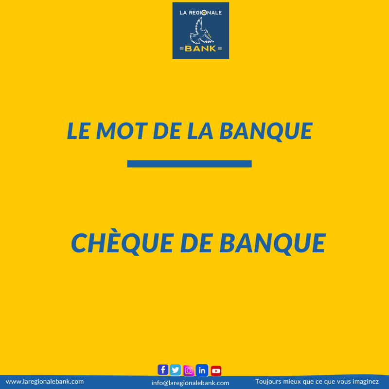 Regionale_BANK's tweet image. [CHÈQUE DE BANQUE]

Le chèque de banque est un chèque qui est émis et signé par une banque à la demande d'un de ses #clients. Il est adressé à un bénéficiaire nommément désigné, et a pour particularité de #garantir à celui-ci qu'il sera payé.

#laregionalebank #finances #banque