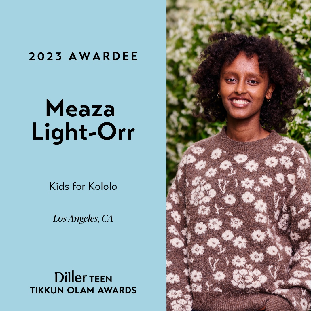 Inspired by her own adoption story, 2023 Awardee Meaza Light-Orr started Kids for Kololo to improve education access in the village where she was born in Ethiopia. Learn more about Meaza: dillerteenawards.org/recipient/meaz…

#DillerTikkunOlam23 #educationmatters #youthleadership #Ethiopia