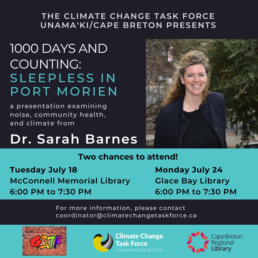 CCTF_CB's tweet photo. Join us for learning more about the effects from the Donkin Coal Mine from Dr. Sarah Barnes, Assistant Professor @cbuniversity hosted @CBRLibrary 

July 18: McConnell Memorial Library, 6-7:30 pm
July 24: Glace Bay Library, 6-7:30 pm

Both sessions will be the same presentation. https://t.co/yUtLZPY9gk