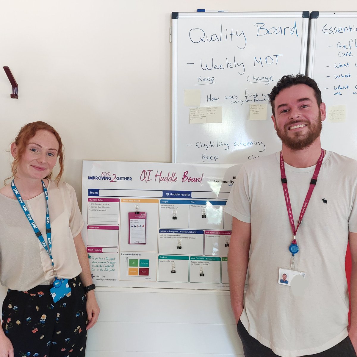 Out and about today delivering QI Huddle boards & tickets to our Intensive Support Team and Referral Management Centre, great to see both teams were already using the QI huddle approach 💙 #Qualityimprovement #qihuddles