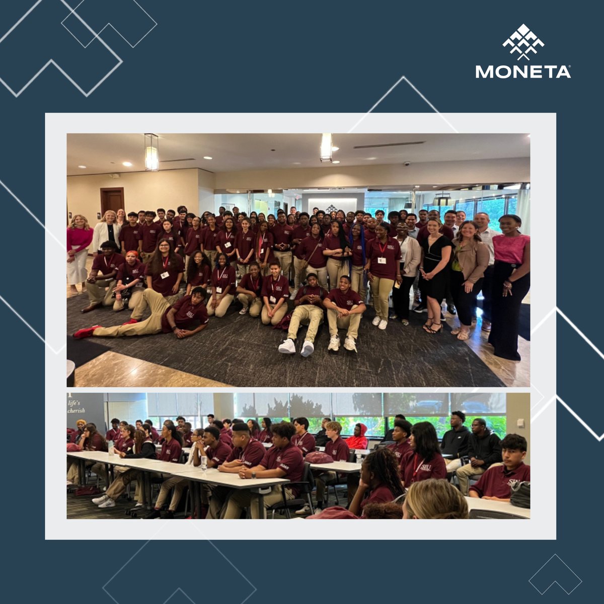 EmkMP_Moneta's tweet photo. Shoutout to the students in Southern Illinois University Carbondale's SOAR program who recently visited us to learn about Moneta and receive feedback on the product idea pitches they delivered. We love supporting career develop programs like this and were glad to host them! https://t.co/yM3KxOObri