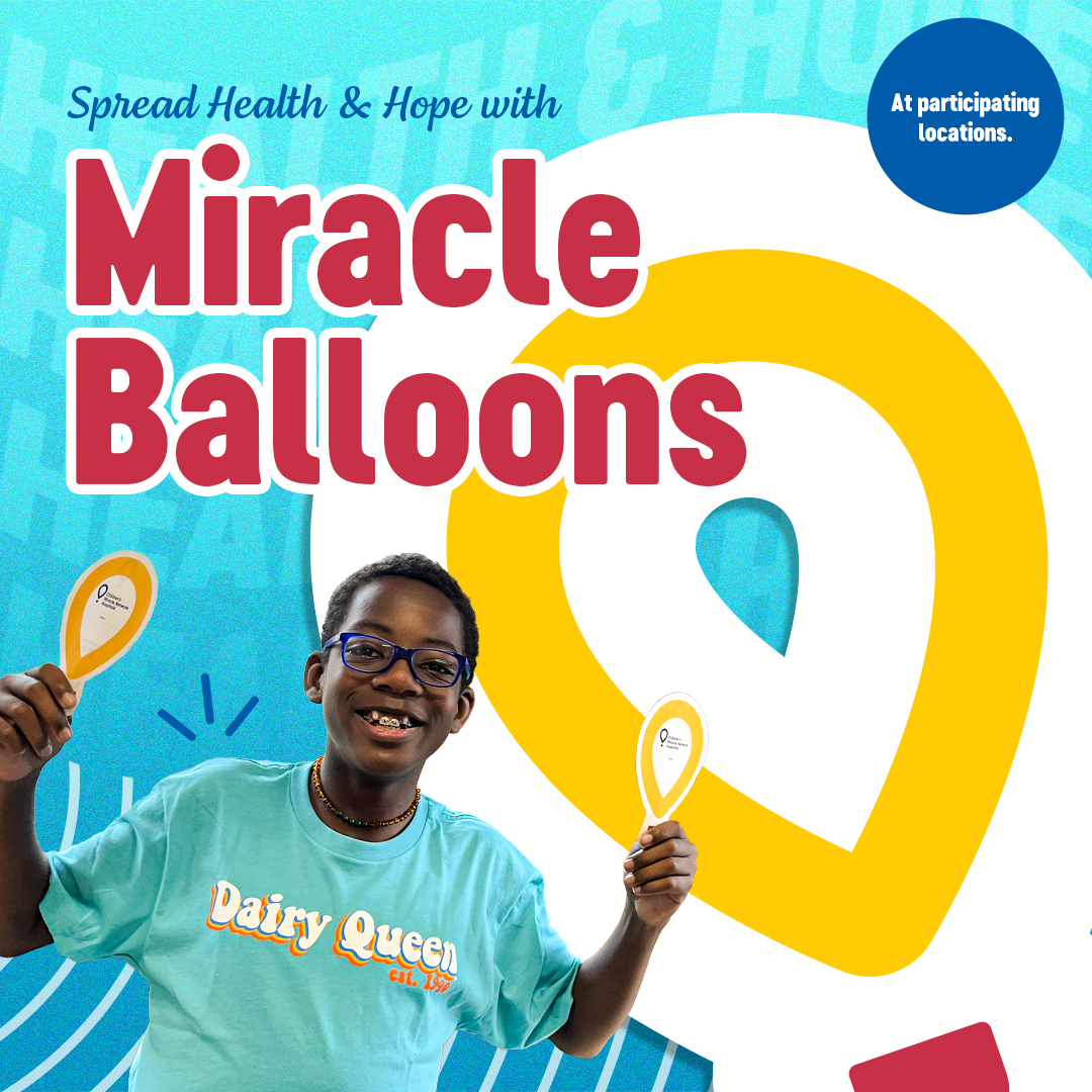DairyQueen's tweet photo. Making miracles happen, one balloon at a time. 🎈 Next time the DQ craving hits, add a $1 Miracle Balloon to your order and that dollar will go to your local @cmnhospitals! Only at participating locations! https://t.co/3unAbndR0H