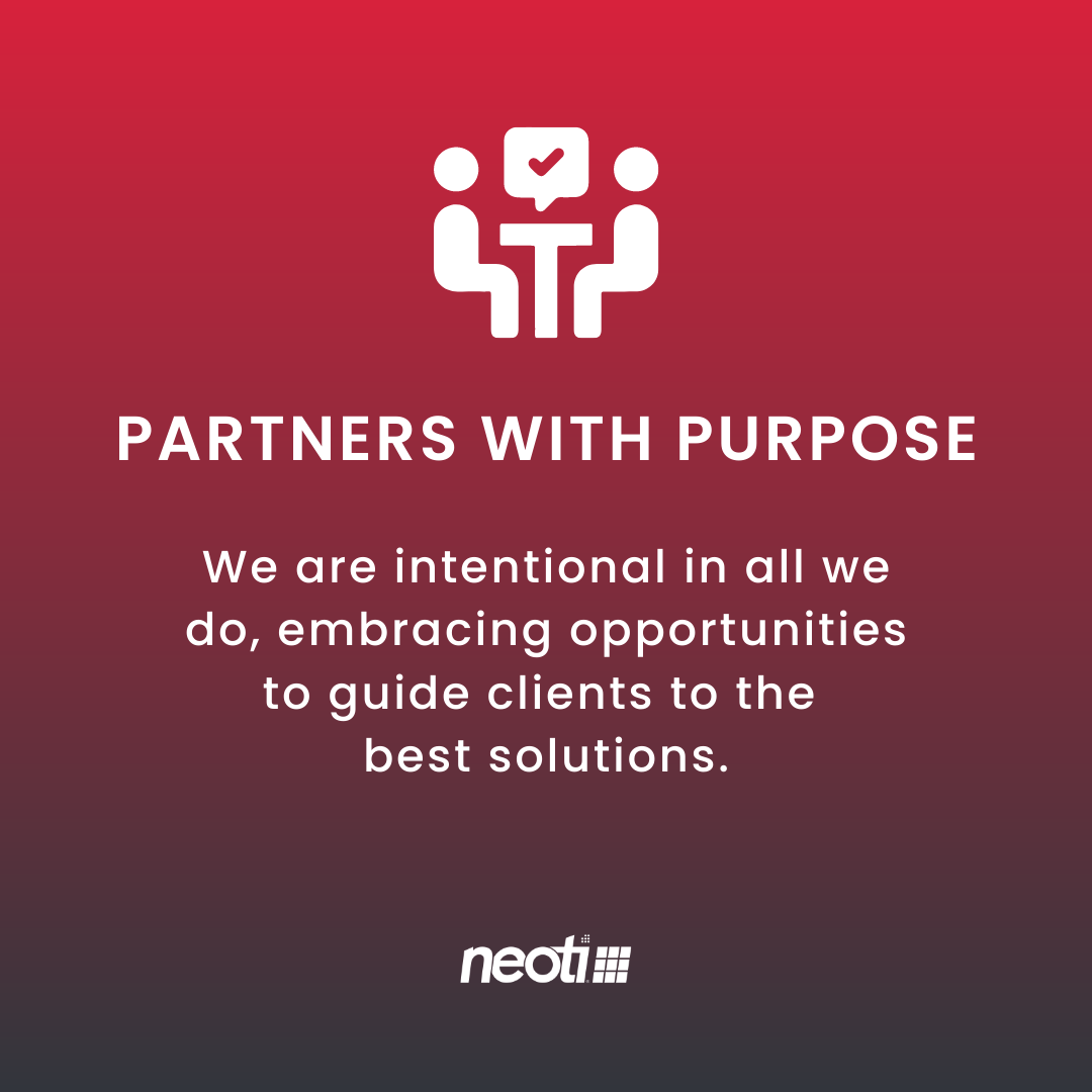 neotilive's tweet image. Our Values guide us in all we do, like Partnering with Purpose. Intentionally is key to how we work, embracing opportunities to guide our clients to the best #leddisplay solutions. #avtweeps #neoti #neotivalues #dvled
