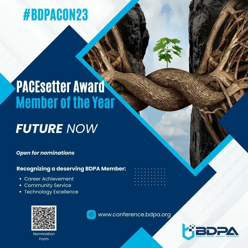 The nomination forms for this year's PACEsetter awards are now LIVE! If you have an individual you'd like to recognize for their outstanding work, please scan the QR code to submit. **Submission deadline: July 14th** #BDPACON23 #IT