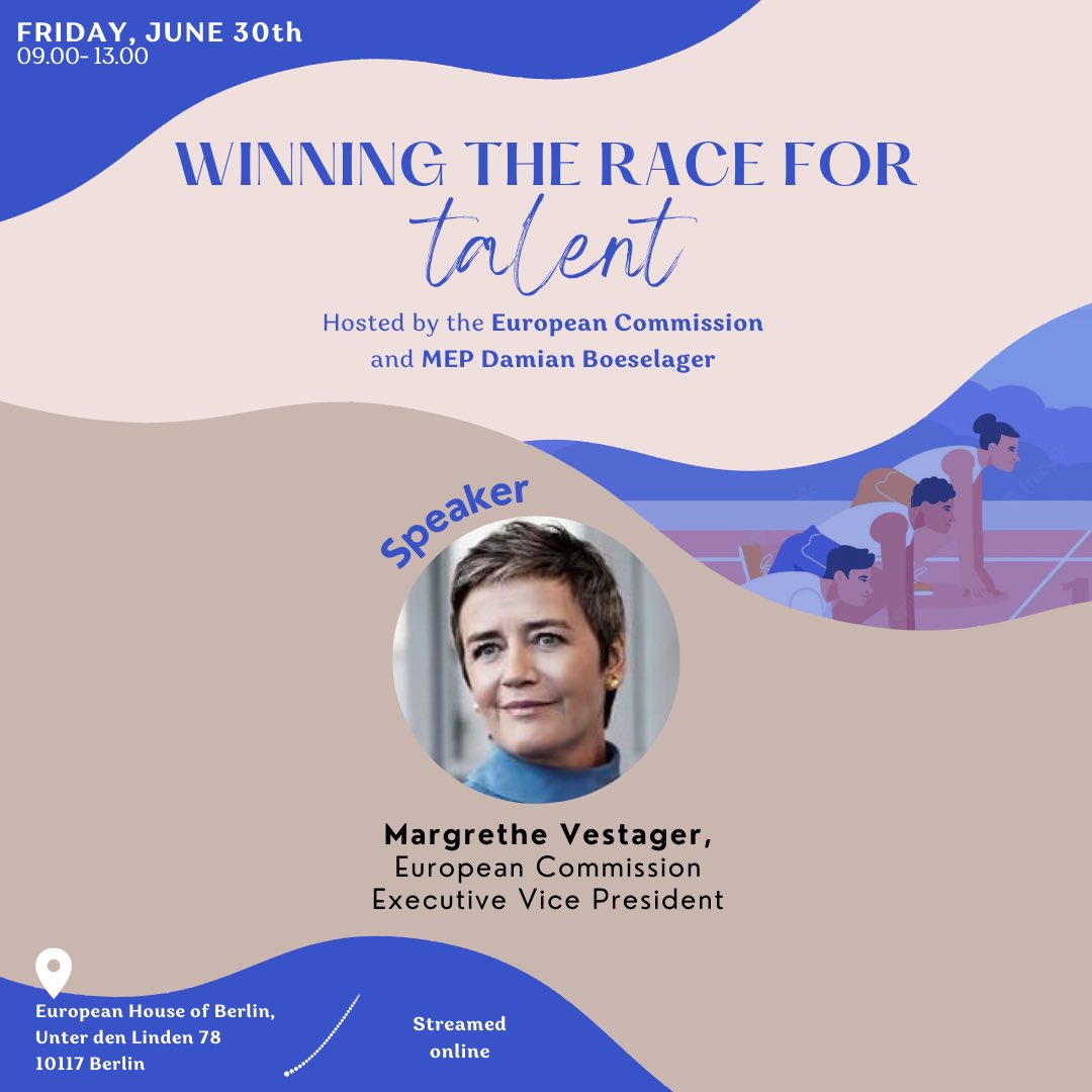 We still have a couple of seats for our event in #Berlin Friday morning!

This is your chance to meet @vestager 🙌🏻