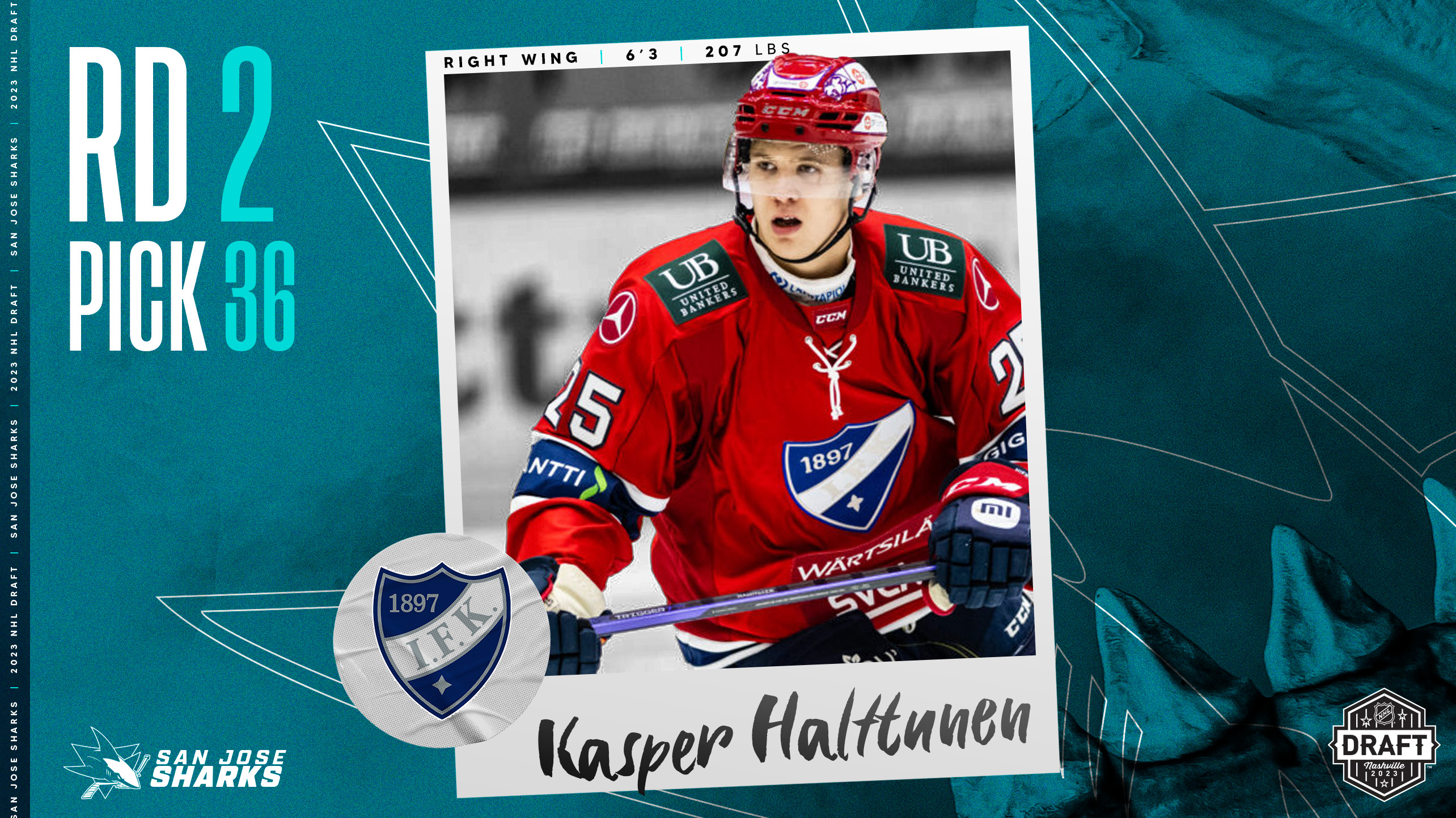 San Jose Sharks Draft Kasper Halttunen 36th Overall