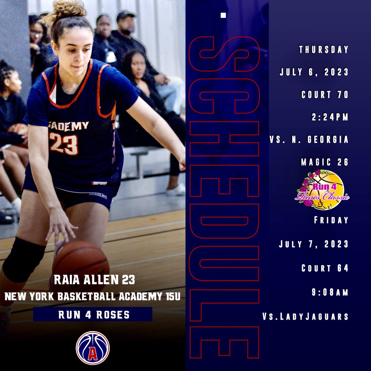 Raia_Allen23's tweet photo. Here is my schedule for @TFNsRun4Roses  with @NYBBallAcademy @Coach_Loughran https://t.co/IS9avBYA0V