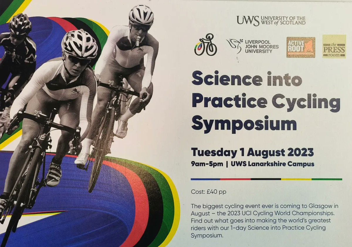 Cyclists, triathletes, coaches, sport science fans..🚴🏼🚴🏻
The UCI World Champs are coming to Glasgow in August. UWS &amp; LJMU are holding a science into practice cycling symposium. Want to find out what goes into making the best riders, please sign up now 👇
uws.ac.uk/cycling-sympos…