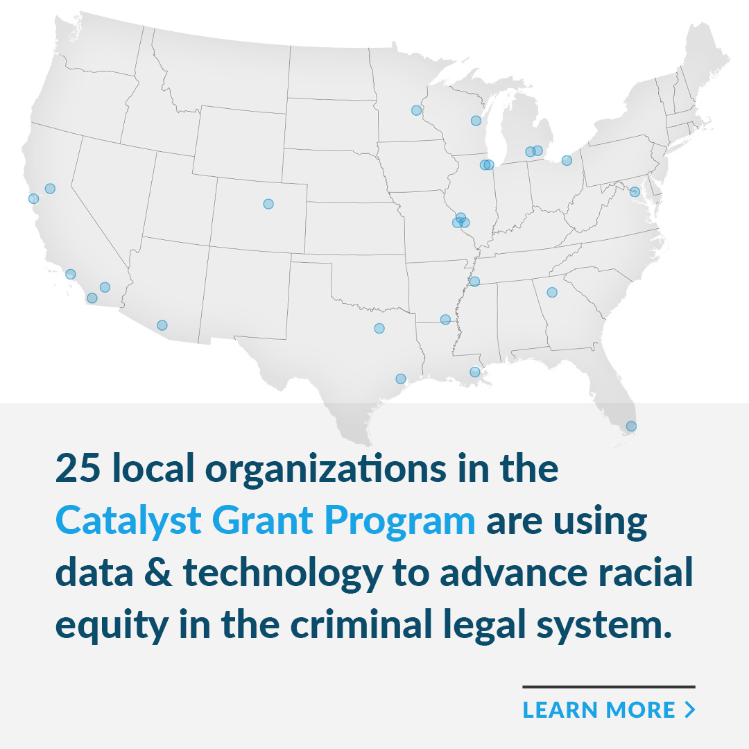 Announcing the latest Catalyst Grant Program grantees from @UrbanInstitute &amp; Justice Microsoft Reform Initiative. Learn more about this effort to leverage data &amp; technology to advance racial equity and reform → urbn.is/44ear7v