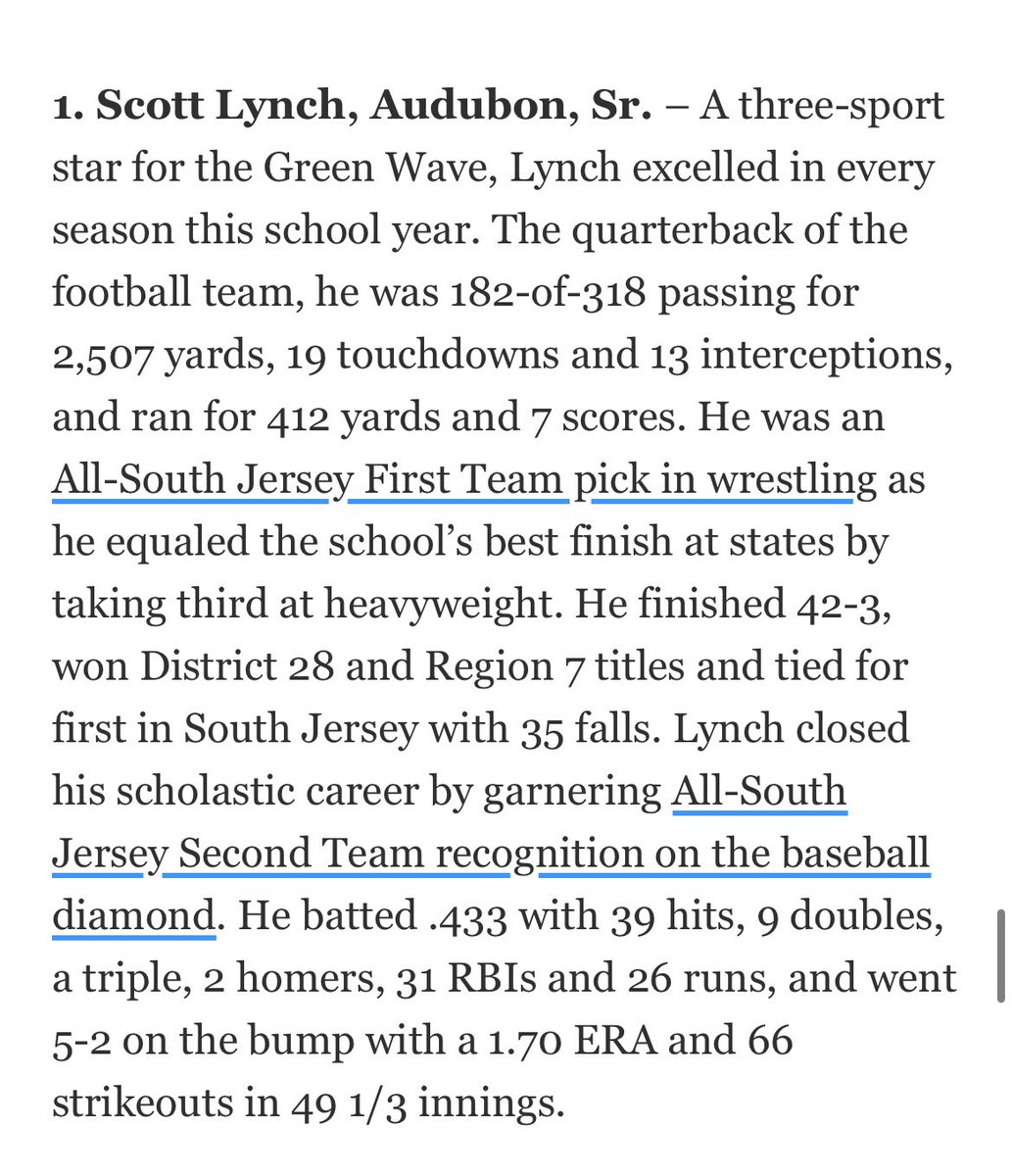 Scott Lynch (@scott_lynch2) on Twitter photo Very honored to be chosen as the Male #1 Athlete of the Year! Thank you <a href="/Coach_ReedAHS/">Audubon Green Wave Football</a> <a href="/AudubonTrack/">GreenWave T&F</a> <a href="/GWaveWrestling1/">WaveWrestling</a> <a href="/AudubonBaseball/">AudubonBaseball</a> <a href="/JFriedman57/">Josh Friedman</a> Very honored to be chosen as the Male #1 Athlete of the Year! Thank you <a href="/Coach_ReedAHS/">Audubon Green Wave Football</a> <a href="/AudubonTrack/">GreenWave T&F</a> <a href="/GWaveWrestling1/">WaveWrestling</a> <a href="/AudubonBaseball/">AudubonBaseball</a> <a href="/JFriedman57/">Josh Friedman</a>