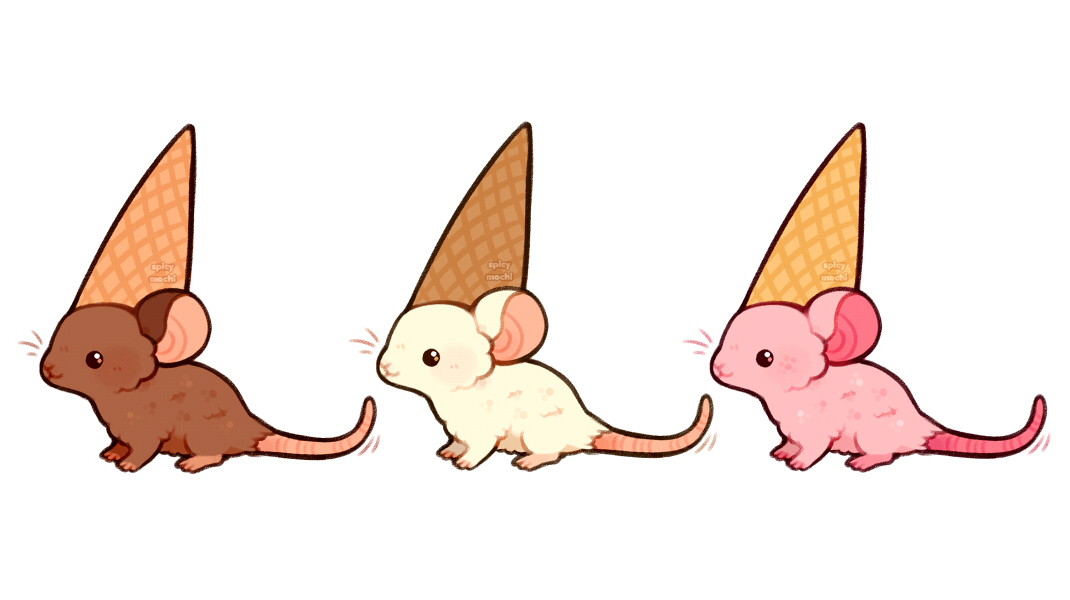 「neapolitan mice cream cones」|Spicymochiのイラスト