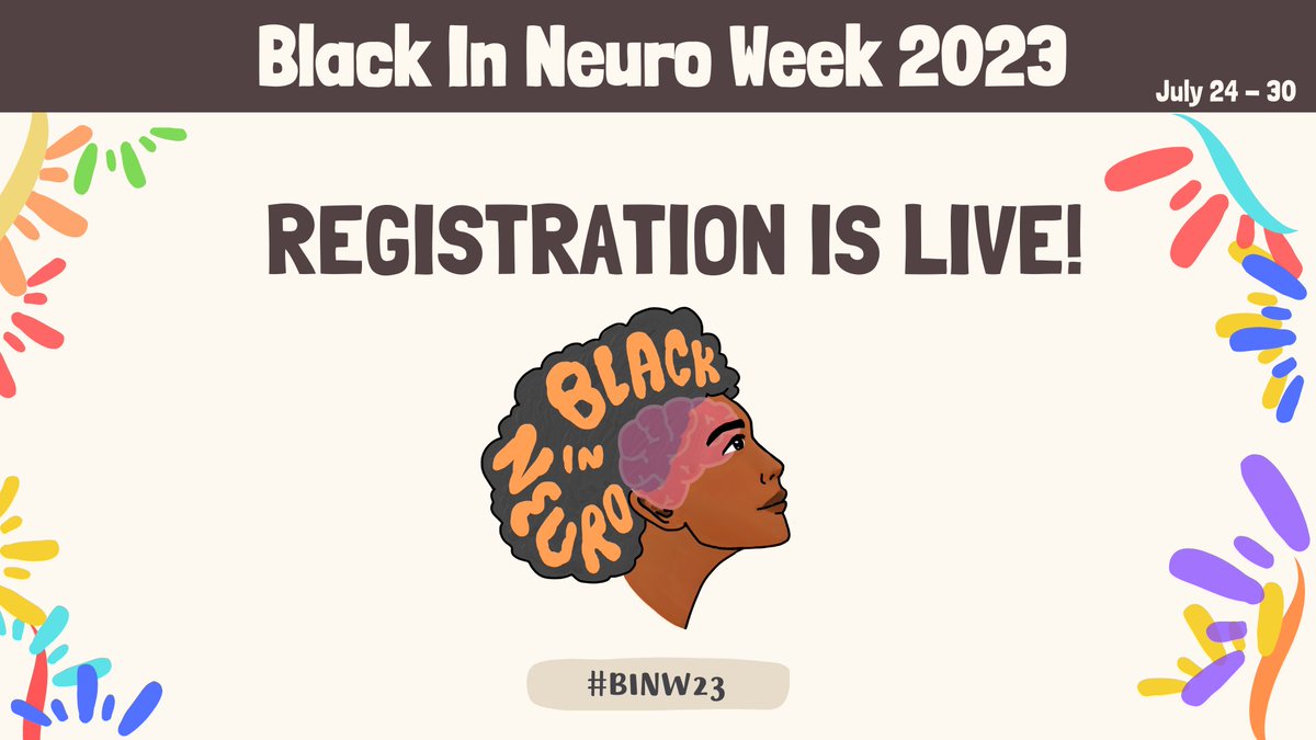 BlackInNeuro's tweet image. 🚨🚨Registration is LIVE for our FOURTH annual Black In Neuro Week, happening this July 24-30th! We’ll have seven days packed with FREE programming that’s open to all. Register now! blackinneuro47.wildapricot.org/event-5325435 

And we have a sneak preview of the week for you 👀