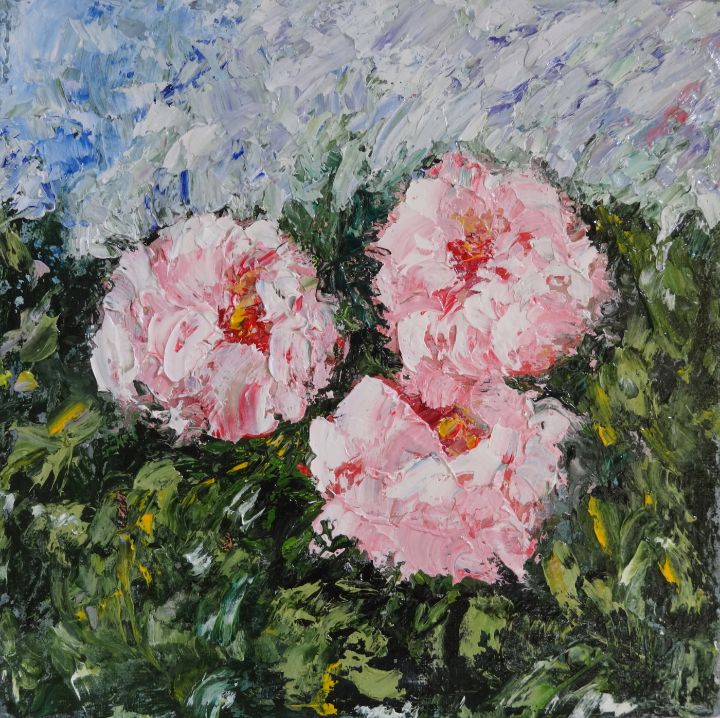 Art of the Day: 'Pink Roses Impasto Oil Painting'. Buy at: ArtPal.com/IGDecorArt?i=2…