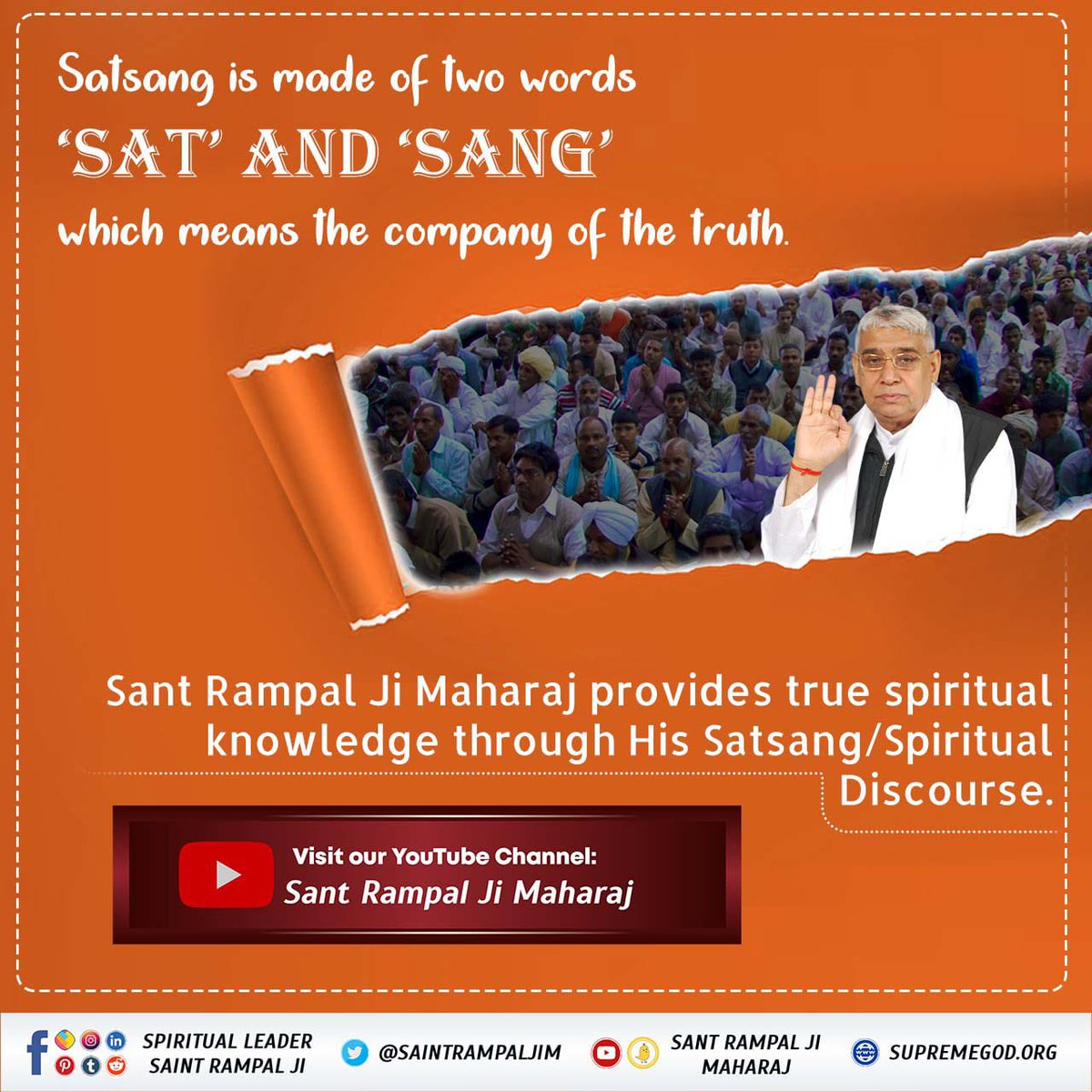 #GodNightThursday 
Satsang is made of two words 'SAT 'And SANG 'which means the company of the truth. 
SantRampalJiMaharaj provides true spiritual knowledge through his Satsang spiritual /discourse.

Must Visit - Sant Rampal Ji Maharaj YouTube Channel for More Information