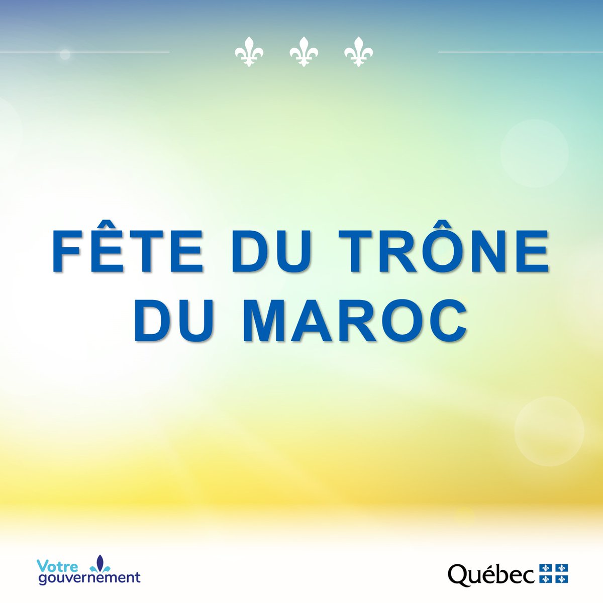 Aujourd'hui marque la 24e Fête du trône. 🙌 Une année riche pour les relations Québec-Maroc, avec l’entrée en poste d’une nouvelle directrice à @QuebecRabat et la participation du Québec à titre d’invité spécial à la 28e édition du @sielmaroc. Bonne #FêteduTrône!🇲🇦@MarocAMontreal