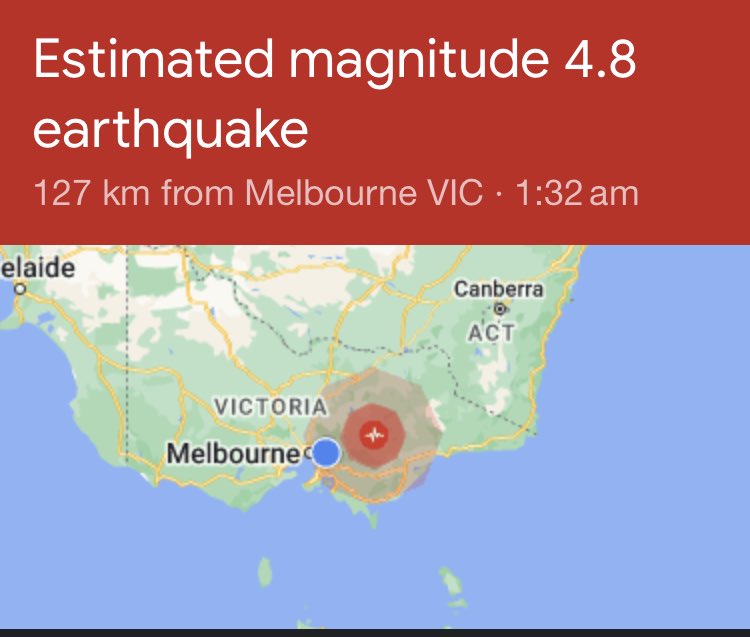 MissRobbieB's tweet photo. Getting a bit over being woken  by these…  #earthquake #melbourne #again https://t.co/A8BjNZfRvz