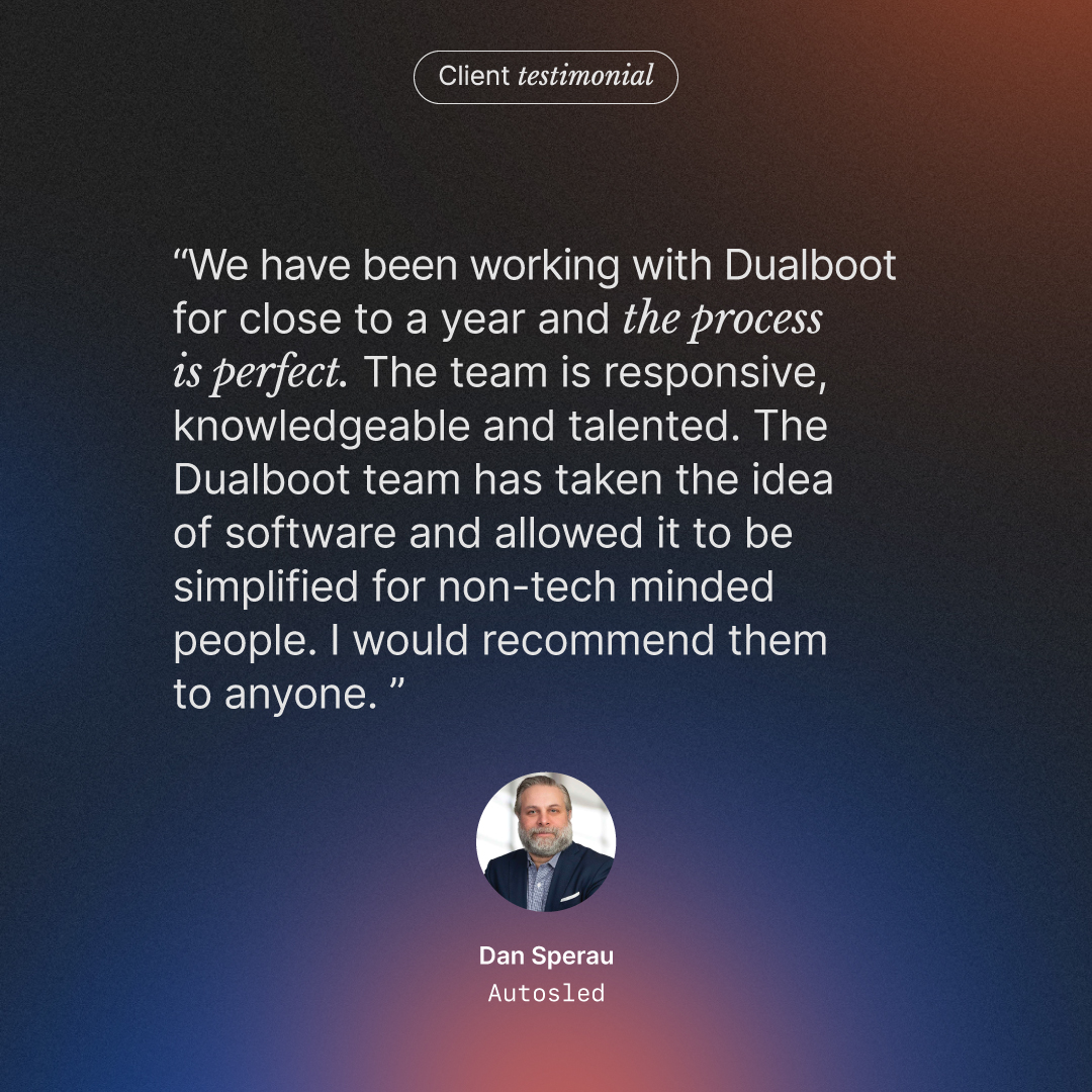 dualboot_ptrs's tweet image. At Dualboot, we take pride in enabling both tech and non-tech founders to bring products to market 🚀 Autosled shares their experience of working with us for close to a year.

Thank you for sharing your valuable feedback and for partnering with us 🤝

#DualbootPartners