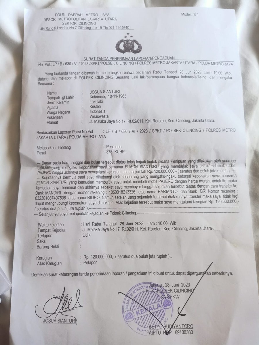 ItaLetta's tweet photo. @buih007 Mksd kaka LP itu laporan ke Kepolisian yah? Ayah saya minta karna pihak bank yg minta surat ka. https://t.co/uRxo0UBMAY