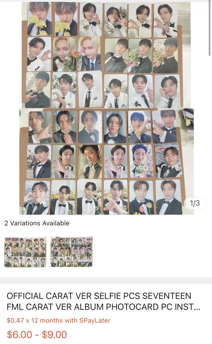 I'm selling OFFICIAL CARAT VER SELFIE PCS SEVENTEEN FML CARAT VER ALBUM PHOTOCARD PC INSTOCK for $6.00 - $9.00. Get it on Shopee now! shope.ee/8KLKnCECLC
