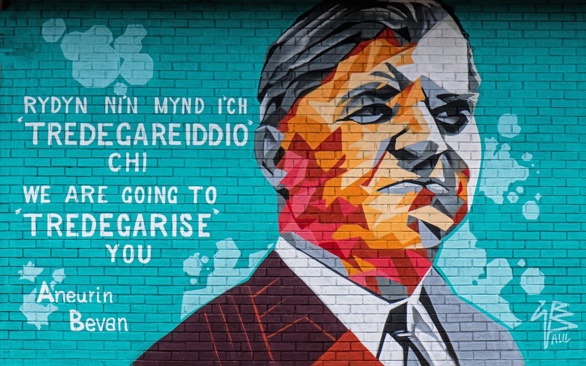 The first of a series of artworks to celebrate the NHS 75th anniversary has been completed at Gwent Shopping Centre, Tredegar, Blaenau Gwent depicts Bevan as Minister for Health announcing that he would ‘Tredegarise’ the UK. Find out more: crowd.in/rTyv7E #NHS75