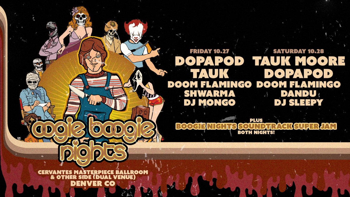 OOGIE BOOGIE NIGHTS 🎃😈👻 Pleased to present another 2 night run with @Dopapod & @TAUKband this October with a Dual Venue lineup on Fri, 10/27 & Sat, 10/28! Tix on sale now! etix.com/ticket/e/10378…