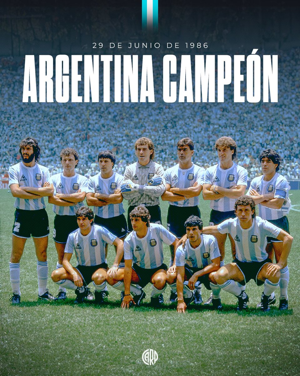 RiverPlate's tweet photo. 🔙 #UnDíaComoHoy en 1986, con Nery Pumpido, H��ctor Enrique y Oscar Ruggeri como titulares, @Argentina se consagraba campeón del mundo en México 86. 🏆🇦🇷 https://t.co/Bqe1p8qVvm