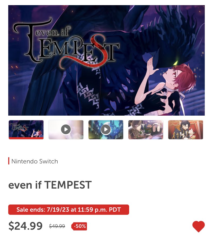 even if Tempest is on sale for $25 on the NA eShop!!! If you haven’t gotten this amazing game yet gooooo get it!! This is the cheapest it’s been since release! We are also getting a Fan Disk 🥰