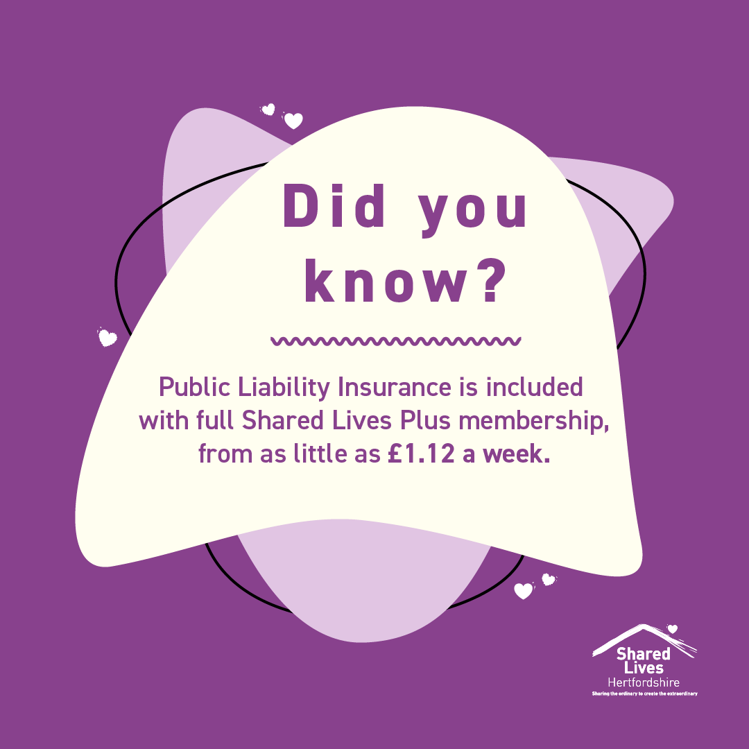 As a Shared Lives Hertfordshire carer, we highly encourage a Shared Lives Plus membership 😊

Membership has its benefits - including  Public Liability Insurance with full membership, from as little as £1.12 a week! 🤩

Find out more at: bit.ly/3SImbdW

#BetterShared