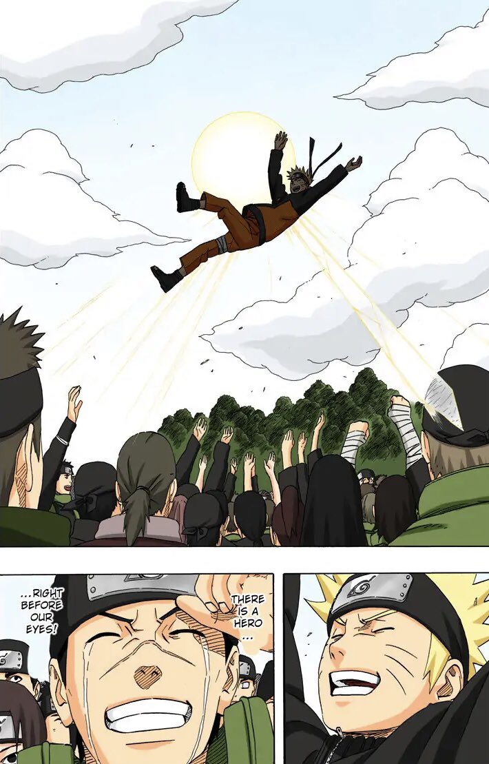 14 years ago on chapter 450, Naruto became the hero of Konoha