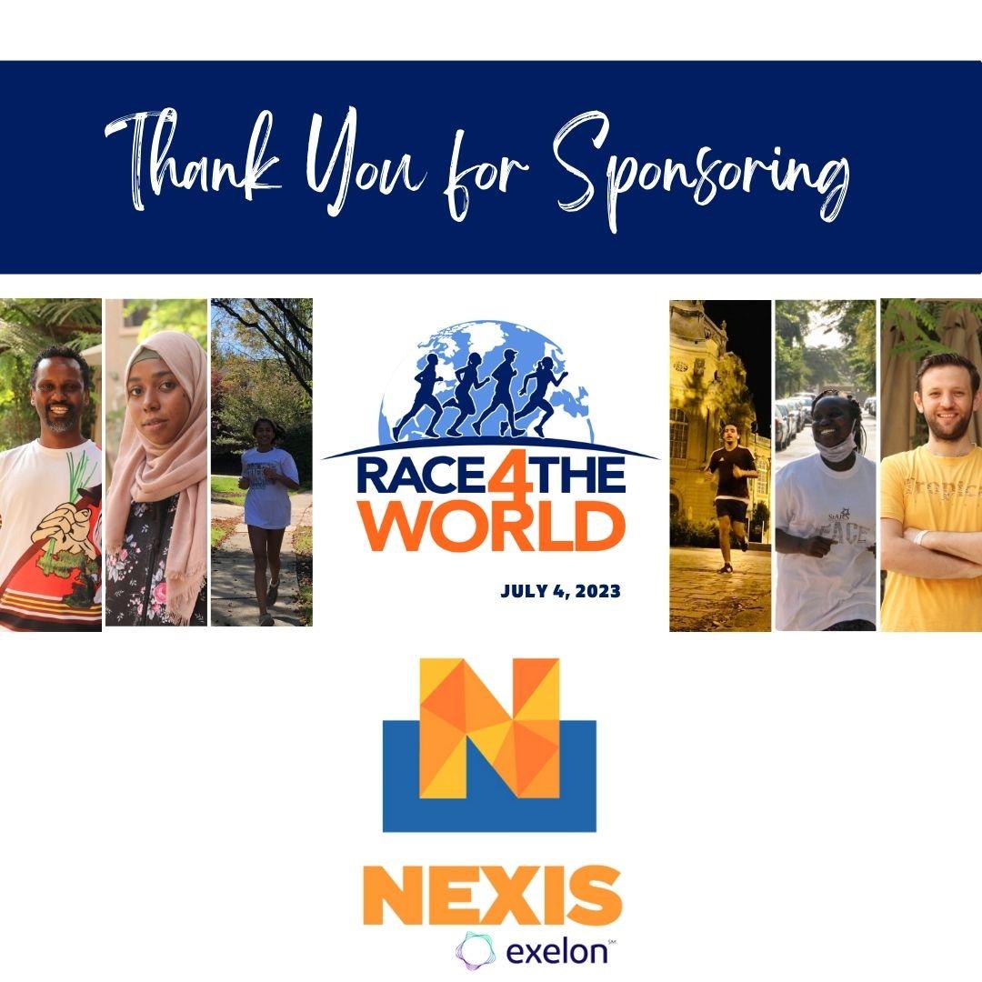 Race4Theworld's tweet photo. Sending a special thank you to Nexis Exelon for sponsoring Race4TheWorld 5K! We are grateful for your support and looking forward to seeing you on July 4th. 

It's not too late to register! Sign up today at https://t.co/irdYejrsbl https://t.co/2wyDxTdot7