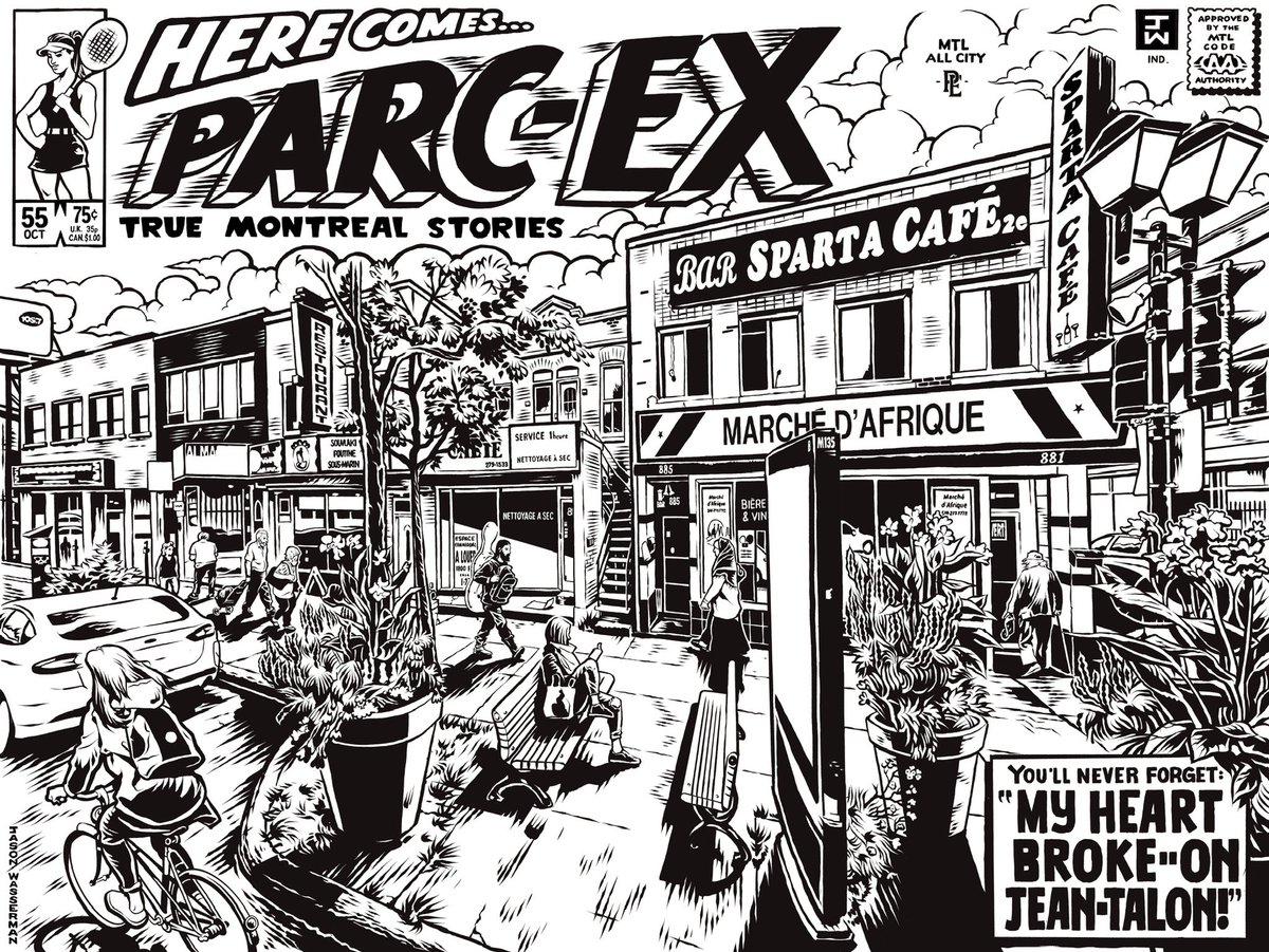 New edition of the Montreal neighborhood print series! Venturing into the streets of Parc-Ex with a slice of life from rue Jean-Talon.  Prints now available from <a href="/station16mtl/">S16 Gallery | Station 16 Editions</a>