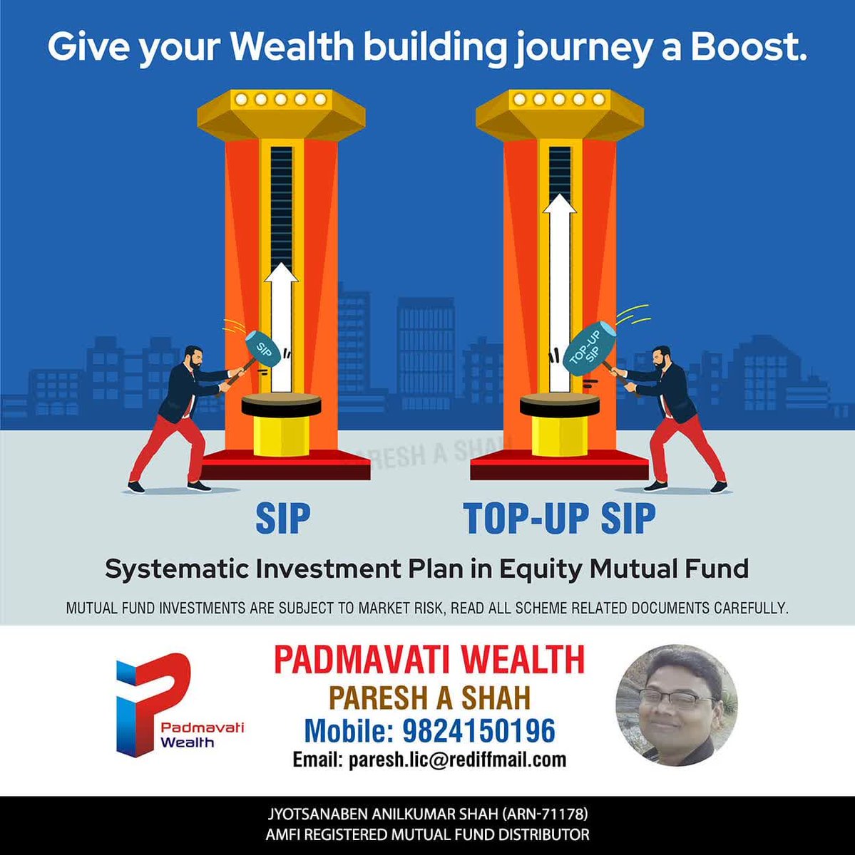 SIP and Top-Up SIP In Equity Mutual Funds can give your Wealth Bulding journey a major boost.

#padmavatiwealth #sip #topupsip #mutualfunds