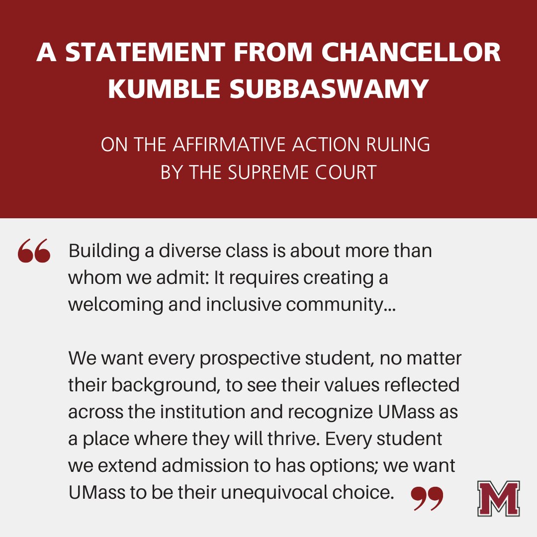 A statement from Chancellor Kumble Subbaswamy on the recent Affirmative Action ruling by the U.S. Supreme Court.

🔗 Read the full statement here: bit.ly/3Nzzb3H