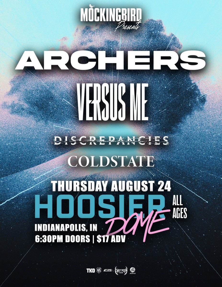 INDIANAPOLIS! we’re excited to announce we’re joining our friends in @ArchersUS @VSMEband and @Discrepanciestv at the @hoosierdome317 on thursday, august 24th! tickets go on sale tomorrow, so grab yours early so you don’t miss out!