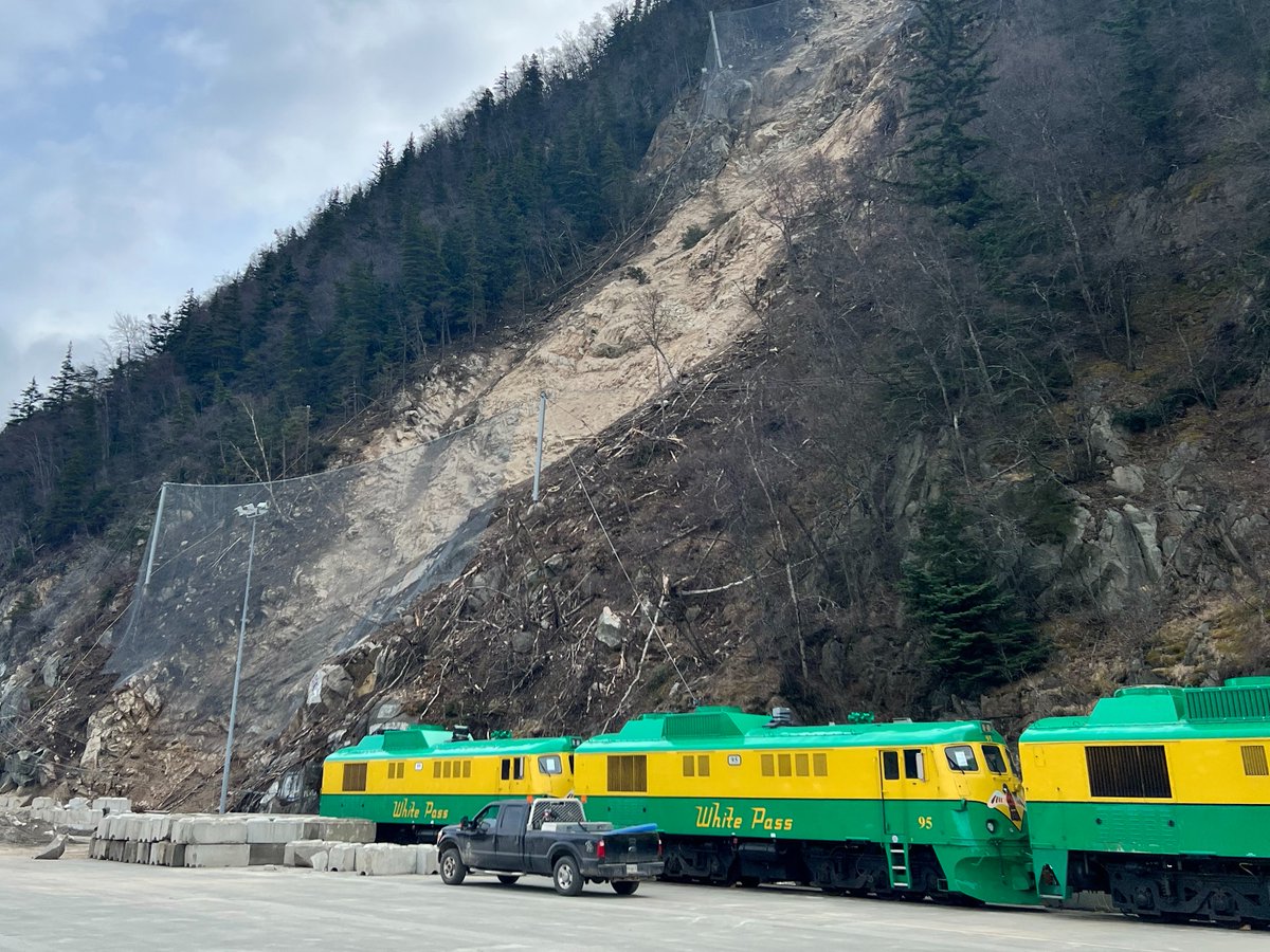 ShanWil_Inc's tweet photo. @ShanWil_Inc. spent the 2022/2023 winter season working with the Municipality of Skagway to evaluate and develop a plan to address slope and rockfall hazards. Completed in time for the year's first cruise ship, the docks are now open for the 2023 season! 
#ShannonWilsonAnchorage https://t.co/ejzWdgSp4H