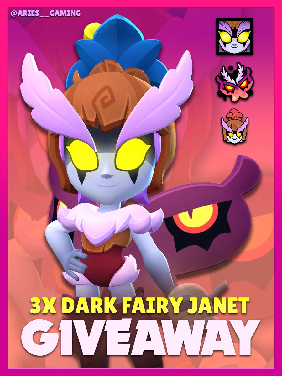 💜🧚🏼‍♂️💜GIVEAWAY!!💜🧚🏼‍♂️💜

🎉PRIZES🎉 
3X Dark Fairy Janet Set! Skin + Pin + Spray + Profile Icon!

HOW TO ENTER:
✅ Follow @Aries__Gaming
✅ Retweet this tweet
✅ Tag 2 friends in the comments

✨Winners selected on July 3rd!✨

#DarkFairyJanetGiveaway #BrawlStars