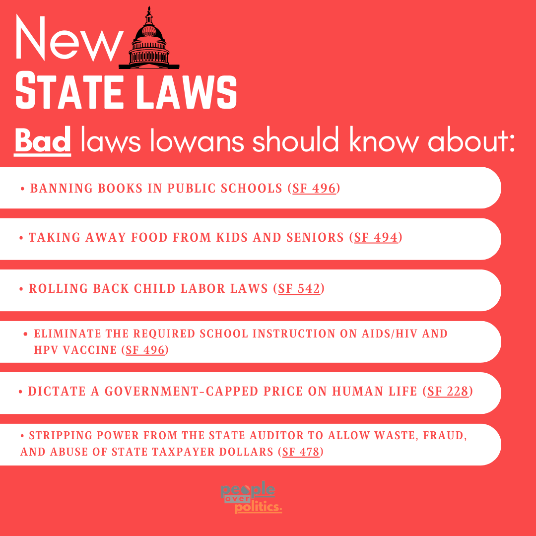 Several new laws will take effect on July 1 that could impact you. Here’s the good news and the bad news of the 142 new laws that are going into effect this week. Check out the full list of new laws at: iowahouse.org/news/f/new-law…. #ialegis