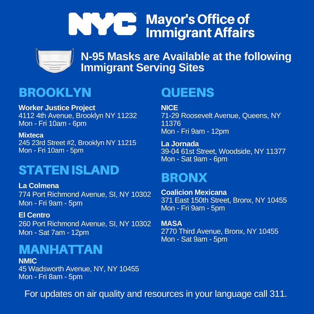 Another air quality alert has been issued for today, June 29th. 

To prepare, the City has delivered thousands of additional masks to immigrant serving partners below 👇🏼 

Please mask up 😷 &amp; stay safe!