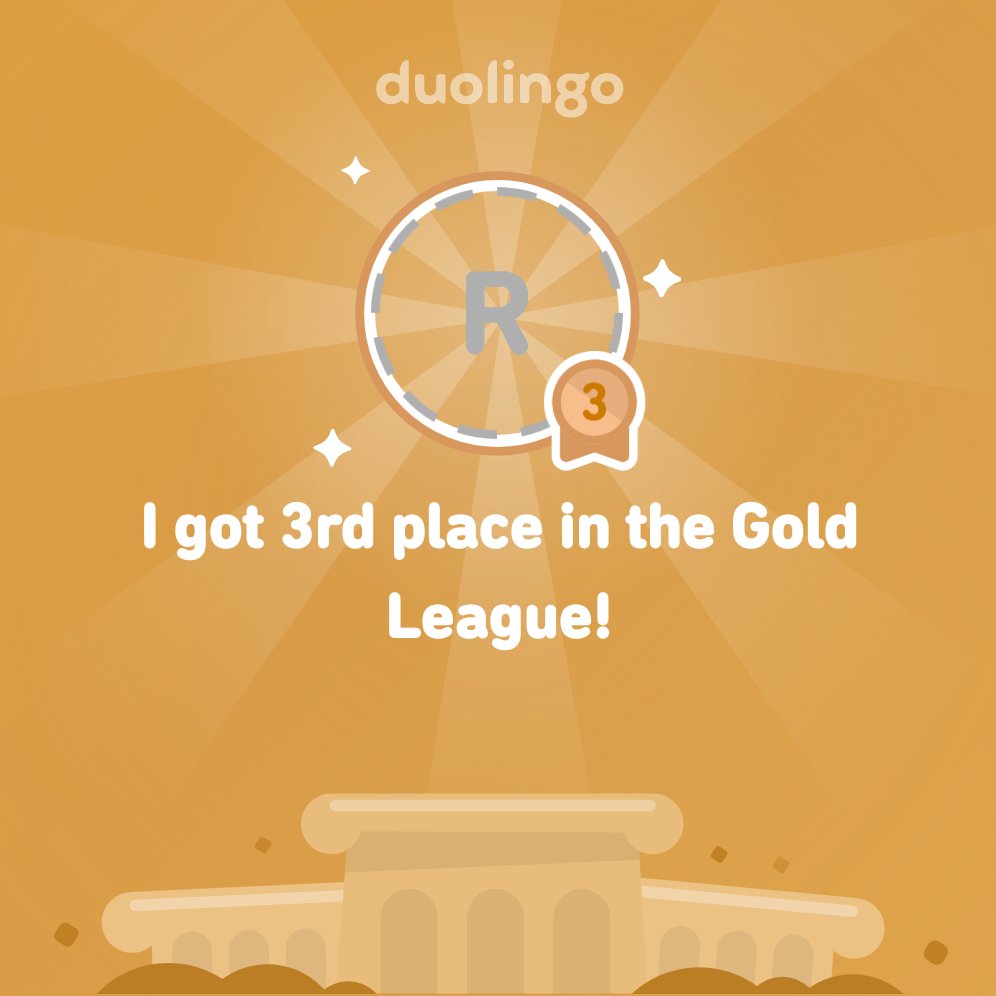 cancervr1961's tweet photo. I finished 3rd place in Gold League on @Duolingo! https://t.co/JJoTbPDbC7