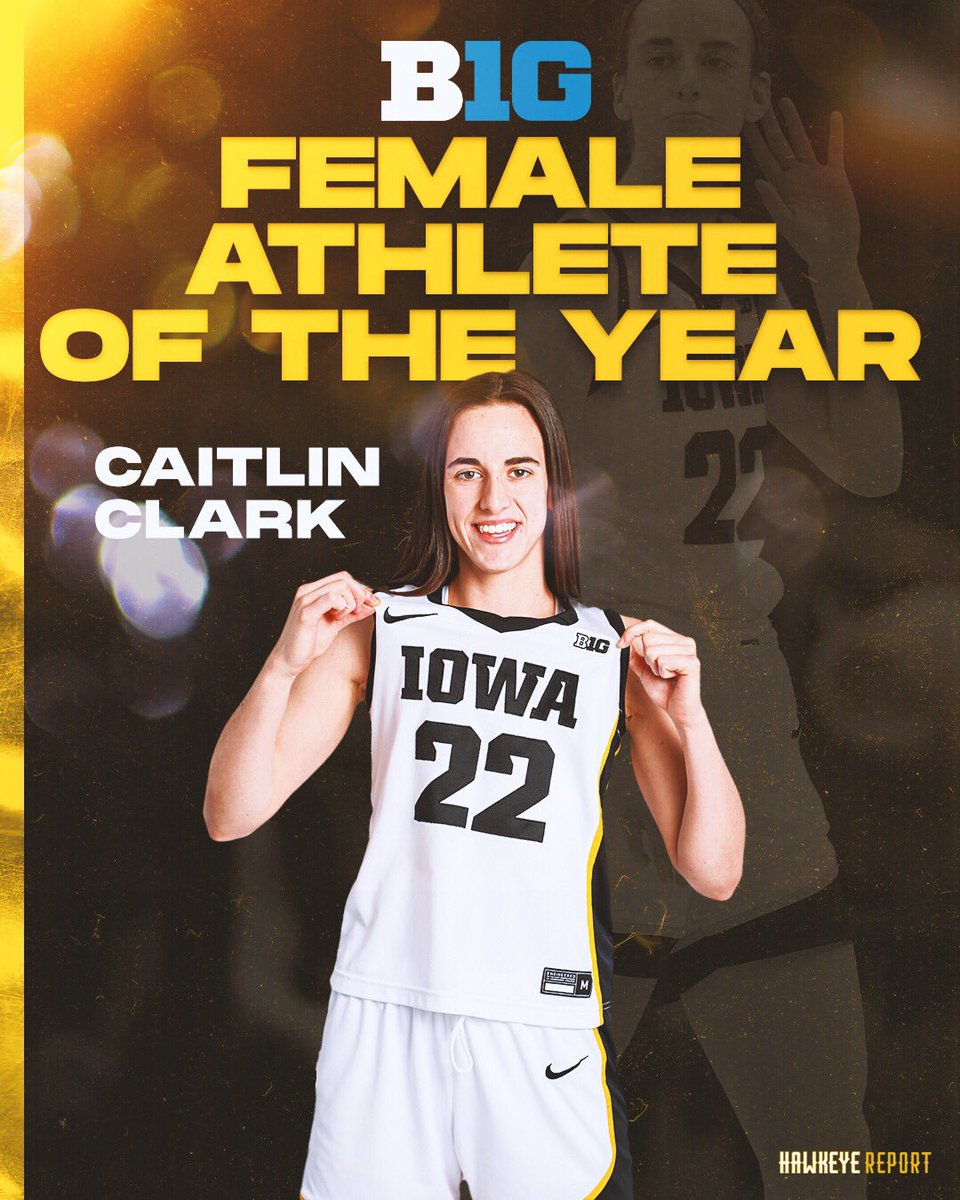 Another day, another award 🥇🏆 

Caitlin Clark becomes the third Hawkeye female athlete to win Big Ten Female Athlete of the Year.