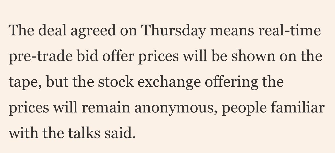 New: EU officials have (finally) agreed to create a live share trading database, but lobbying by stock exchanges means it won’t show all the info

<a href="/FT/">Financial Times</a> story: EU bows to exchanges’ fears with stock trading plan 
on.ft.com/3O319Gx