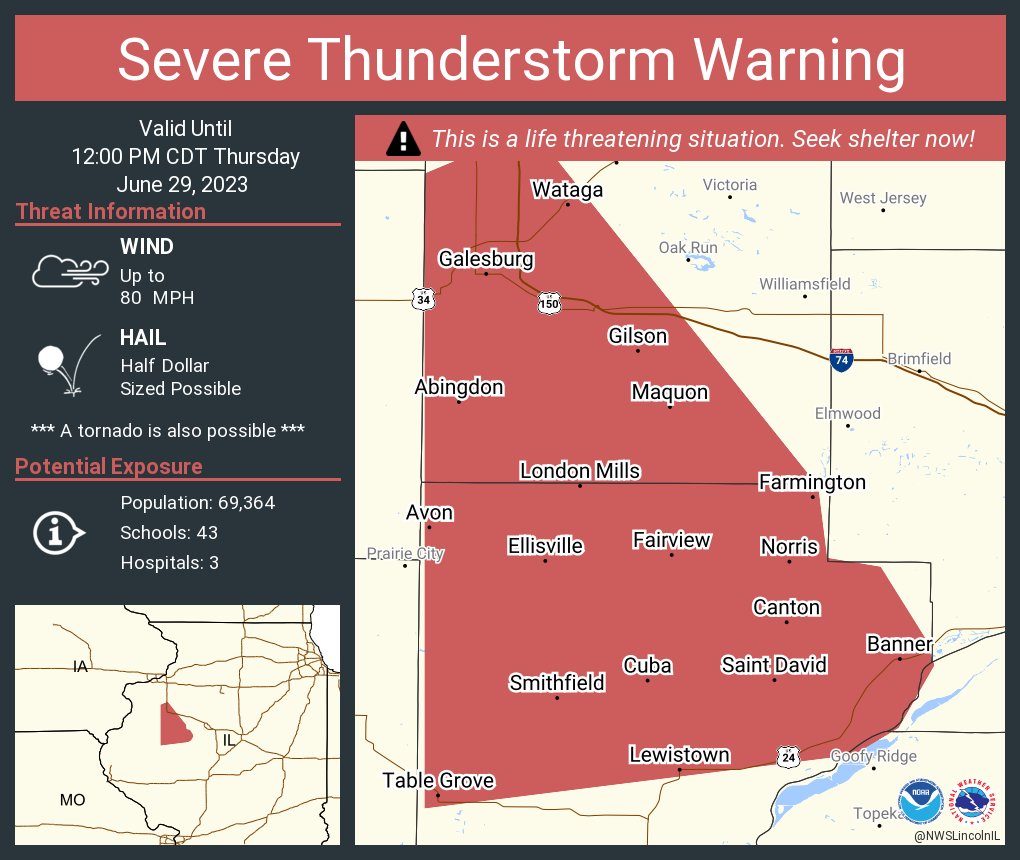 NWS Lincoln IL on Twitter "Severe Thunderstorm Warning including