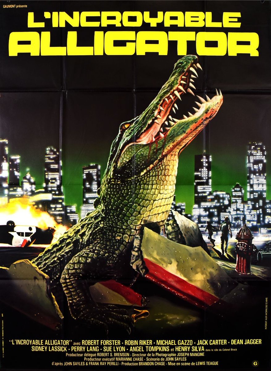 TheFilmFair's tweet photo. French film poster for #Alligator (1980 - Dir. #LewisTeague) #RobertForster #RobinRiker #HenrySilva #DeanJagger https://t.co/VkBh9nrUjY