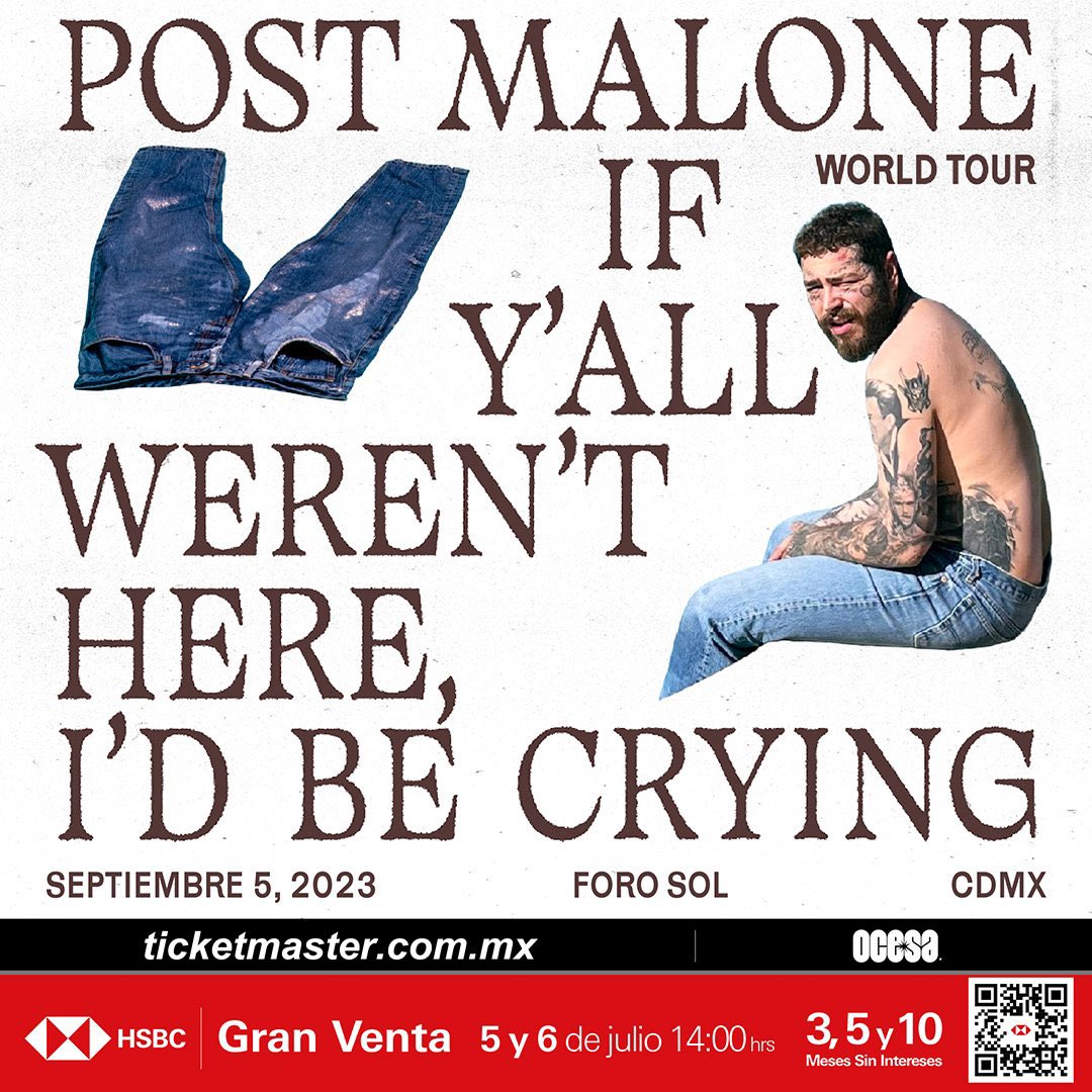 ailoviutl's tweet photo. 🚨 ANUNCIO OFICIAL 🚨

Post Malone 🇲🇽 México
5 de Septiembre 🗓️
Foro Sol 🏟️

💳 Fechas de Preventa 💳

Gran Venta HSBC: 5 y 6 Julio - 2:00 PM
Venta General: 7 de Julio - 2:00 PM*

🎟️ Precios de Boletos 🎟️

General A $2,256
General B $1,296
Verde A $ 3,096
Naranja A $1,656
Verde B $1,656
Naranja B $1,080
Verde C $936
Narania C $696
DISCAP: $1,296
*con cargos*

#PostMalone #TwelveCaratTour
If Y'all Weren't Here I'd Be Crying