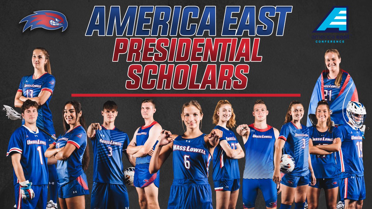 Our River Hawk 𝐬𝐭𝐮𝐝𝐞𝐧𝐭-athletes keep flying to new heights in the classroom!🤩 Congratulations to our 𝙏𝙒𝙀𝙇𝙑𝙀 America East Presidential Scholars!👏 🔗: bit.ly/3Jy2JgP #UnitedInBlue