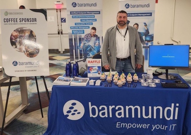 baramundiWORLD's tweet photo. Hector &amp; #baramundiBert are at the @DataConnectors #Detroit #Cybersecurity Conf today showing #sysadmins how to motor through routine tasks &amp; improve #ITsecurity with baramundi #UEM automation. Stop by to get some helpful info, hot coffee and cool, clean air! https://t.co/qizk3jmpS6