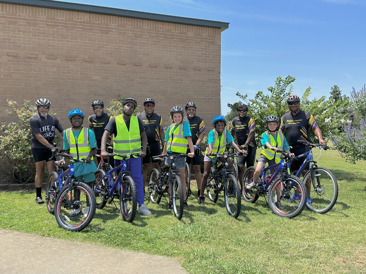 Summer Bicycle Academy kids earned their new bikes, rode to Eastside Pizza House! Thanks to our partners at OKC Parks and Recreation Department and @OKC_SNI . Special kudos to the dedicated instructors from Major Taylor Cycling Club of Oklahoma (MTCCOK)!