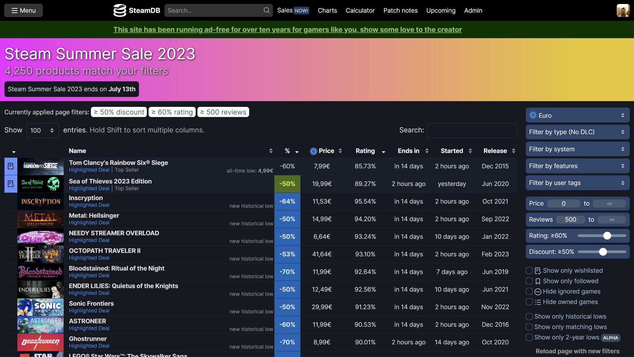 SteamDB on X: As always, you can browse and filter deals on our sales  page:   / X